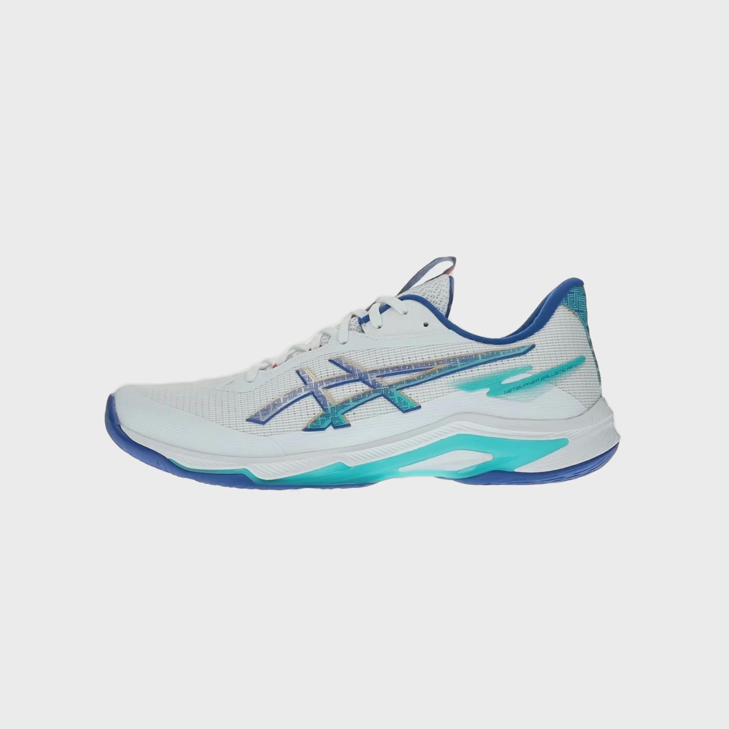 Prenesi videozapis: Asics - 1051A088 - NETBURNER BALLISTIC FF 4 - 300 LICHEN ROCK/TRANQUIL TEAL  - muške tenisice 2025